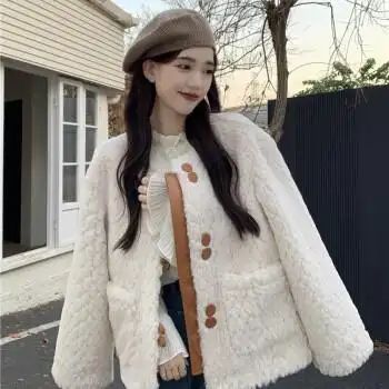 娜梵度小个子初高中女生冬季外套女羊羔毛矮个子大学生外套法式气质