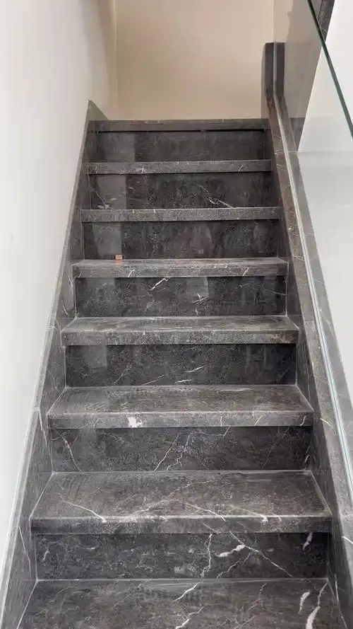 天然大理石温德姆灰做楼梯,效果绝了