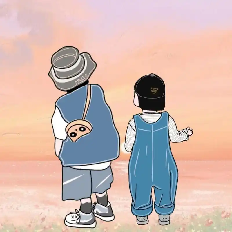 原创手绘兄妹兄弟姐妹姐弟头像背影可爱 是哥哥,是妹妹,是未来为彼此