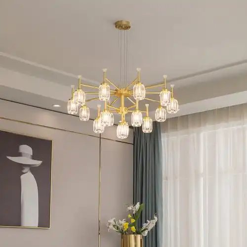 雷士照明后现代轻奢吊灯简约美式全铜水晶灯经典客厅吊灯