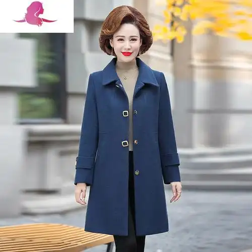 毛呢外套女中长款呢子风衣50岁洋气妈妈装呢子大衣风衣主要参数品牌