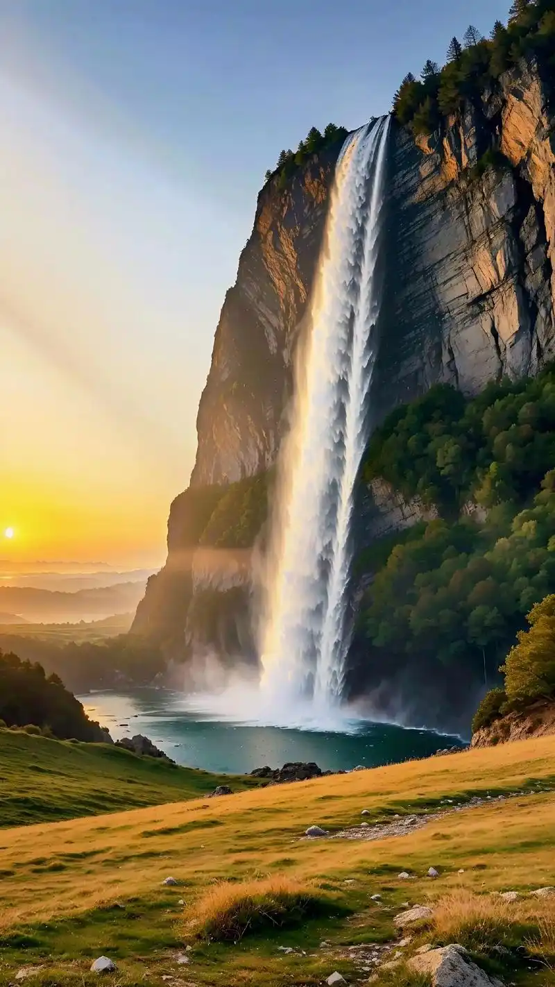 每天整点喜欢的风景图片来做手机壁纸.#瀑布 #高清壁纸无水印 - 抖音