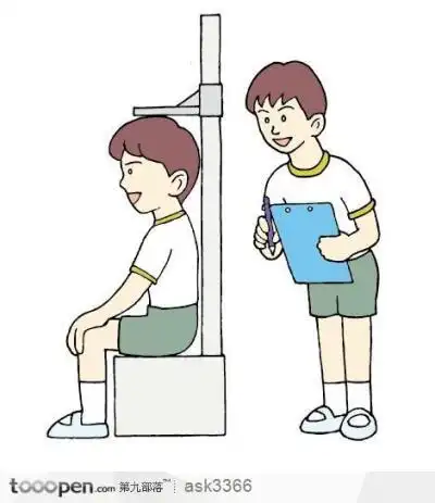 量身高的男孩插画素材