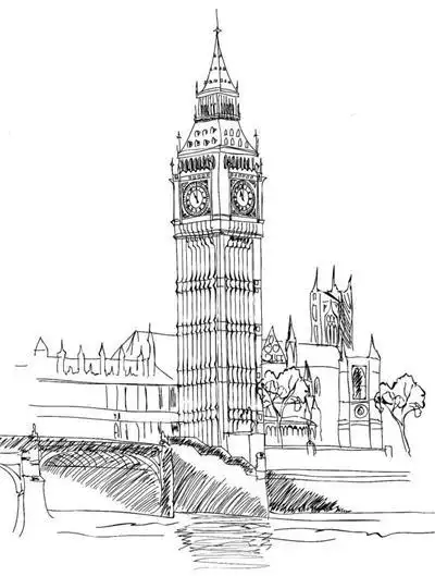 建筑景观线条画