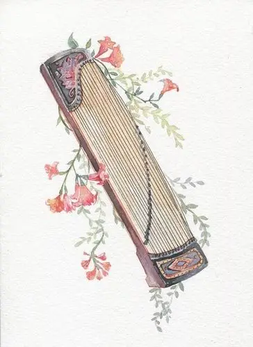 9款唯美古风图片一组古风乐器插画