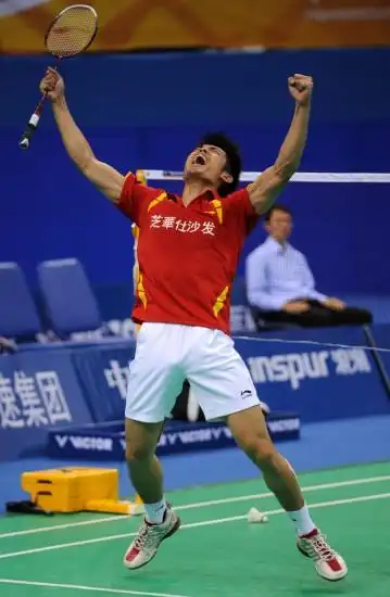 图文林丹夺得全运羽球男单冠军林丹仰天长啸