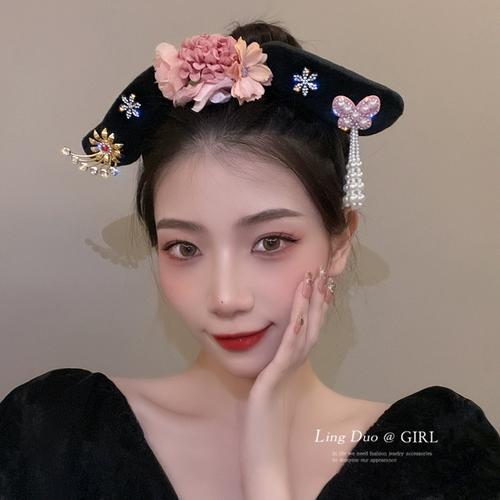 贵人旗头发箍女夏天洗脸宫廷风清朝格格贵妃娘娘头箍古风发卡头饰