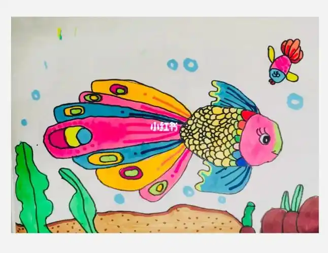 孔雀鱼创意儿童画67岁