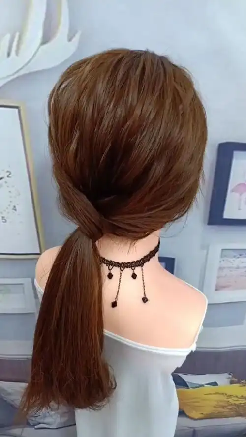 慵懒低马尾,在家可以这样扎哦,特别好看!