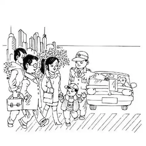 幼儿交通宣传画简笔画