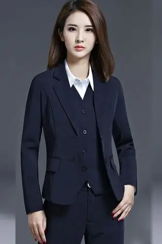 时尚职业装女装衣裤套装女士春秋西装马甲正装女西服工作服五件套