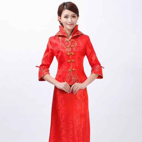 2020新款小凤仙敬酒服结婚礼服新娘装套裙红色套裙纱裙中式女旗袍