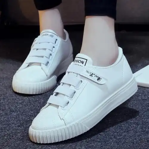 2017春秋新款韩版女鞋百搭小白鞋皮面运动休闲鞋学生板鞋白色鞋子