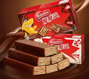 雀巢鲨鱼脆脆鲨威化饼干微化饼脆皮巧克力夹心800g大礼包散装整箱