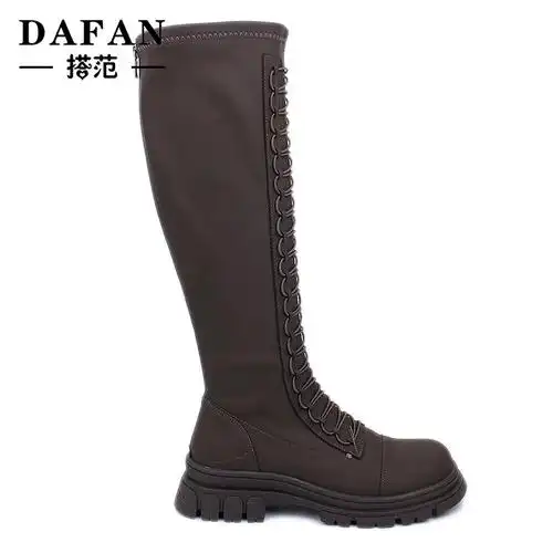 骑士靴女真皮系带高筒长靴2021冬款长筒马丁靴不过膝靴子搭范女鞋