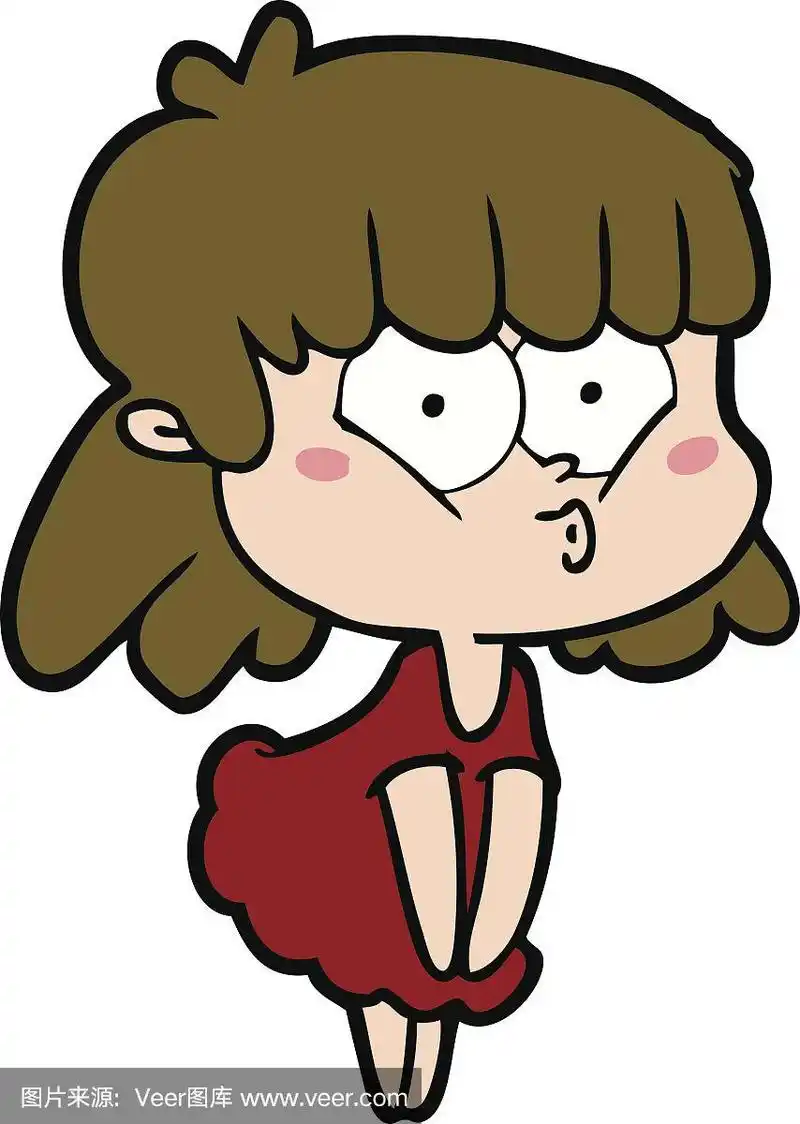 吹口哨,卡通,女孩,气促,可爱的