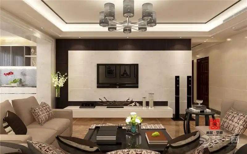 茂名市名雅世家现代风格四居室客厅电视背景墙副本