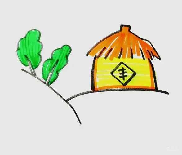 彩色粮仓的简单画法