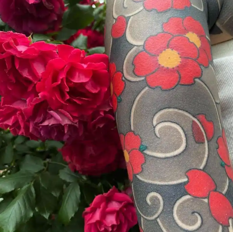 老传统纹身 樱花臂