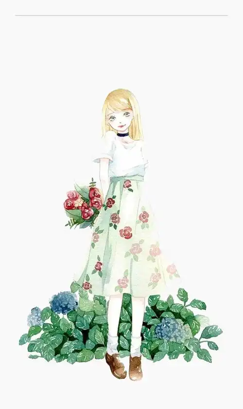 卡通手绘少女油菜花海报背景 - 520设计素材网 - www.sj520.cn