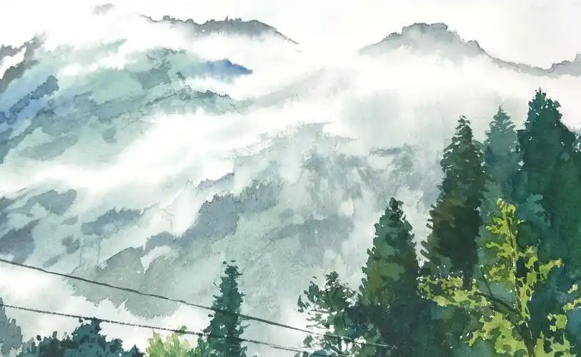 水彩手绘风景