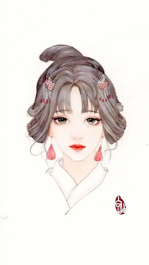 手绘古风美女唯美插画