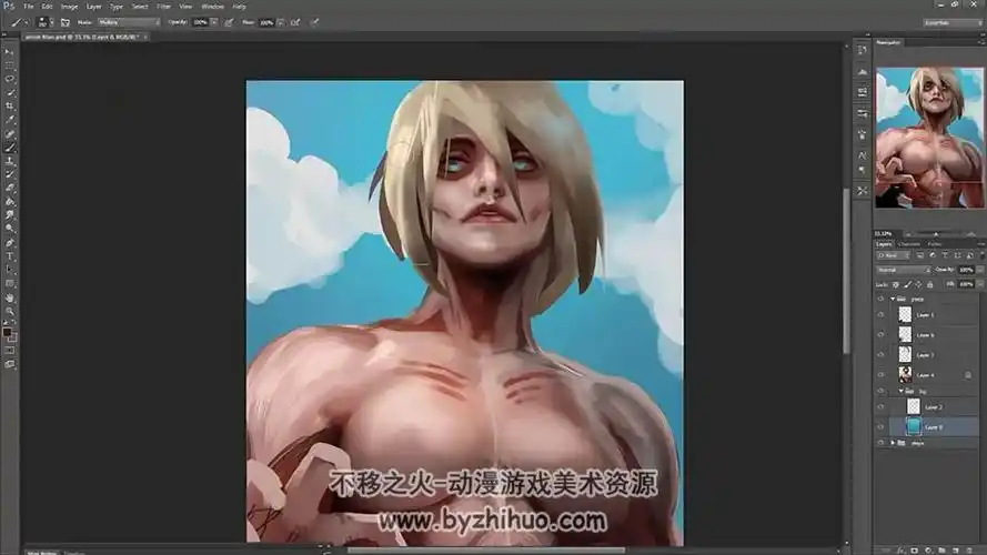 进击的巨人女巨人同人插画绘制