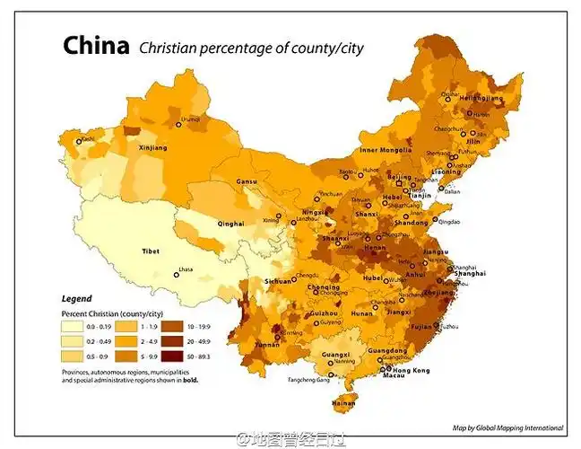 中国基督教分布图中国基督教徒分布图基督教在中国分布图基督教中国