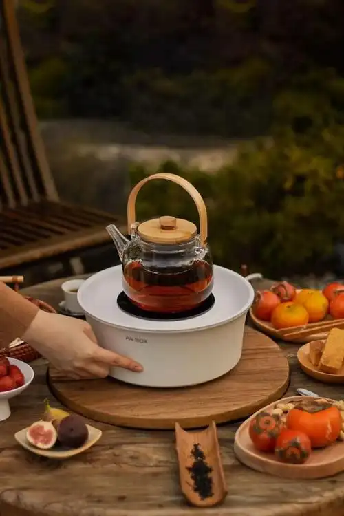 煮茶烤果,一炉两用,冬日宅家轻松围炉,无烟电烤,室内外围炉煮茶更安全