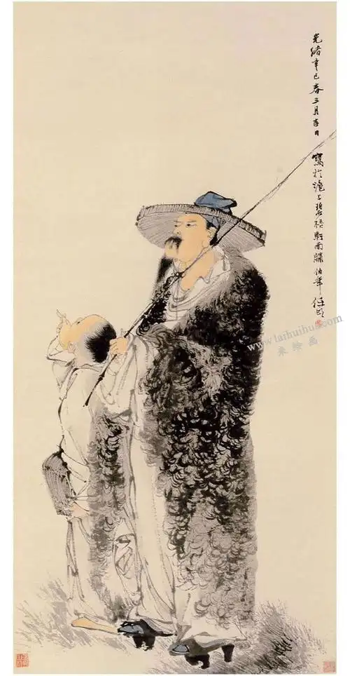 任伯年《渔父图》立轴画高清大图