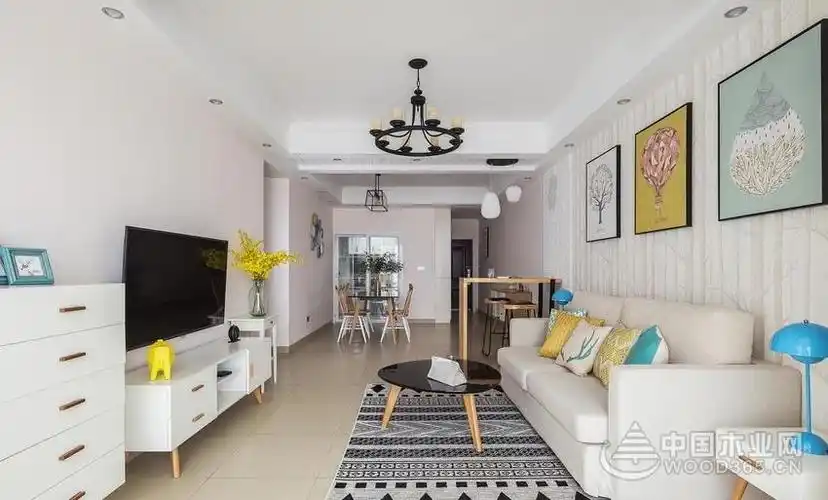 满满活力阳光小三房,90平米三室两厅装修效果图