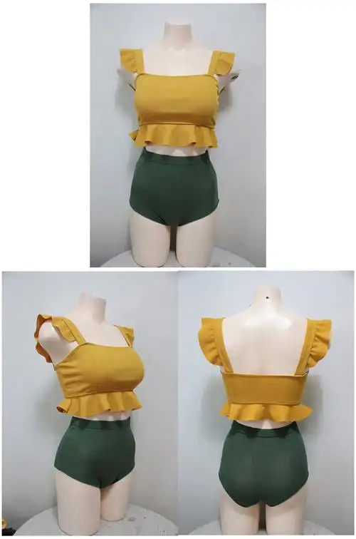 澜绾仙女泳衣女比基尼小胸钢托聚拢时尚性感两件套温泉游泳衣新款 姜