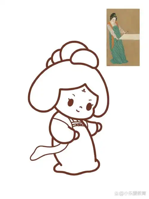 q版简笔画线稿|古风人物