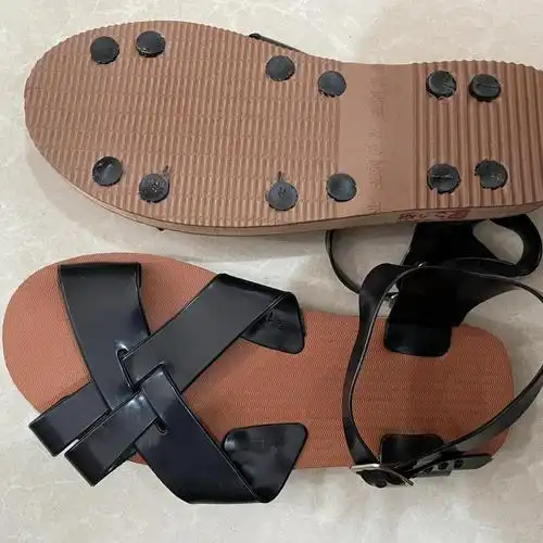 泡沫凉鞋男户外工作鞋经典老式夏季镂空洞洞平底复古80年代休闲褐色