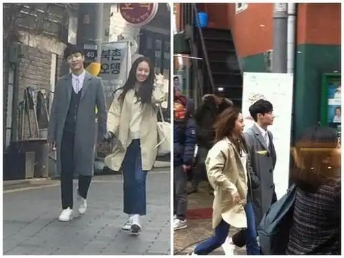 张艺兴郑秀晶现身韩国街头牵手而行引起路人围观