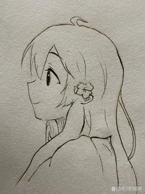 6月第10个临摹|侧颜女孩简笔画～ 最近画女孩子上瘾了,90 今天画个