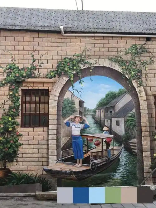 墙绘情系江南水乡