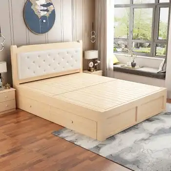 奎星楼木架床实木床北欧白色简易床双人储物床主卧床大床木板床框架床