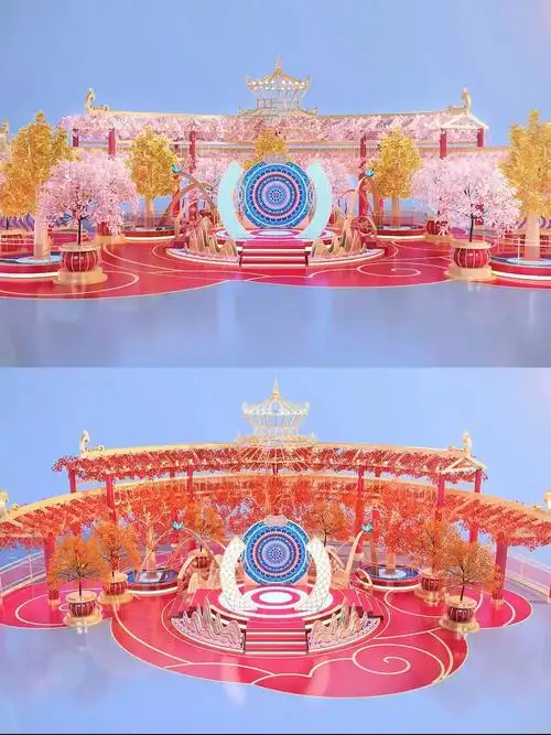 美陈设计商场中庭民族大舞台