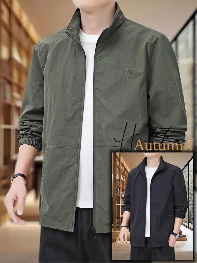 春秋男士薄款工装立领夹克外套