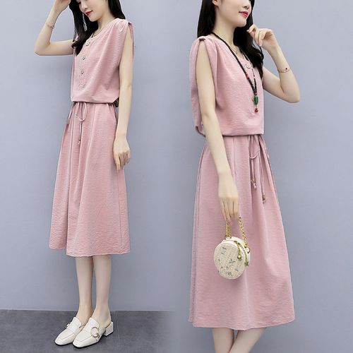 31大码连衣裙2020新款女装夏季中长款v领胖mm收腰显瘦气夏天裙子