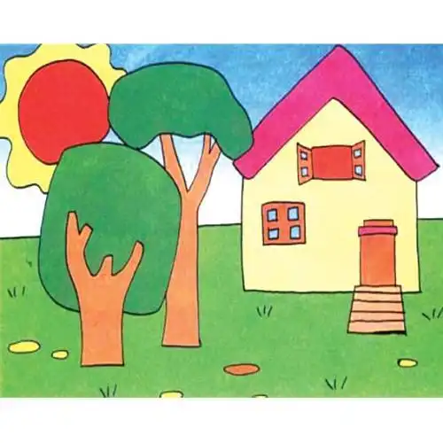 幼儿作品房子简笔画带颜色 简笔画图片大全-蒲城教育文学网