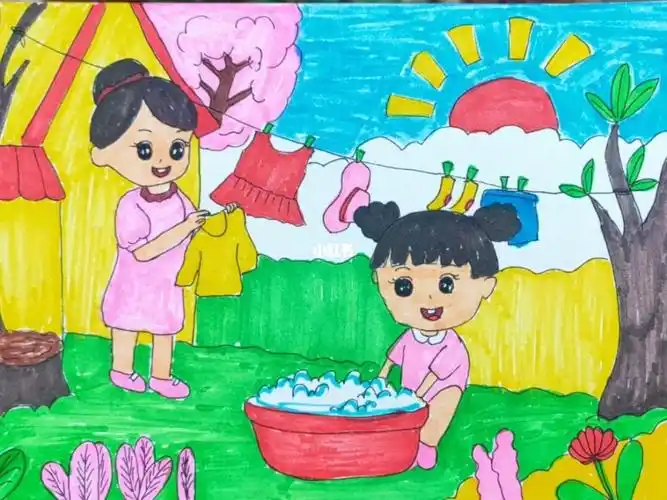 帮妈妈洗衣服五一劳动节妈妈的小帮手