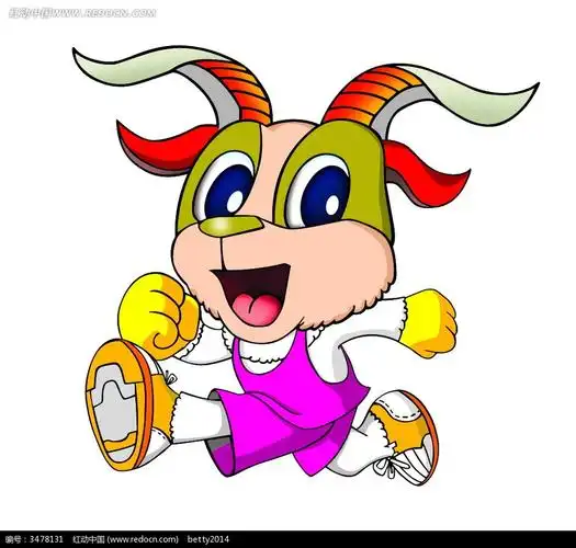 卡通奔跑的山羊