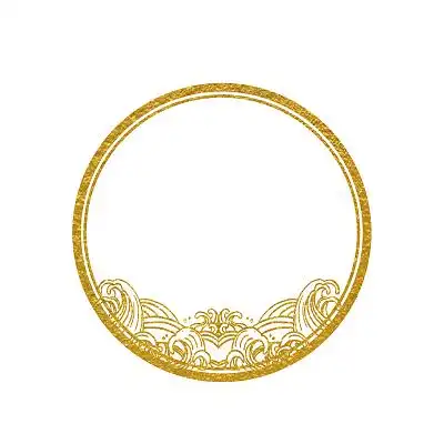 复古鎏金海浪波纹圆形边框png素材波浪边框