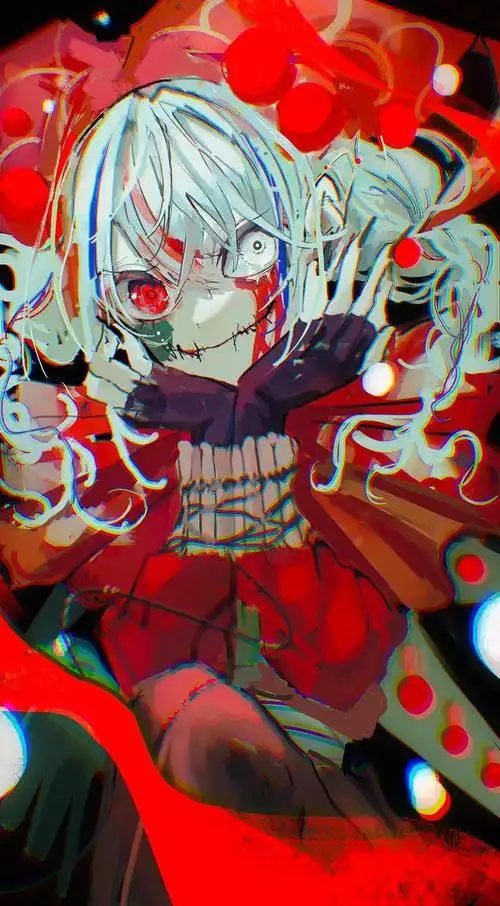 充满压抑感的二次元人物插画人物带了阴郁病娇的魅惑特质