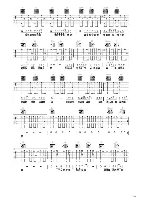 陷阱吉他谱-弹唱谱-c调-虫虫吉他