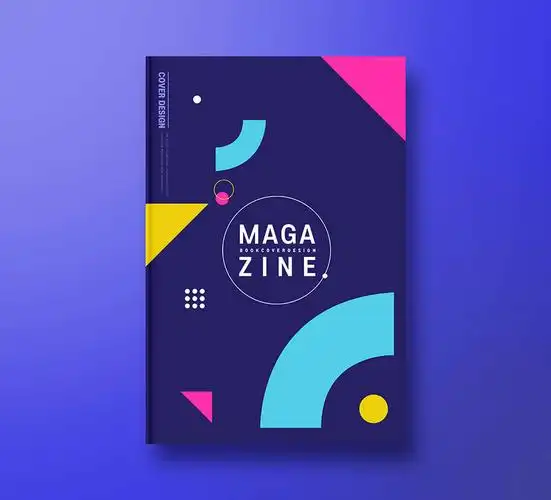 多彩创意元素时尚杂志封面设计psd模板