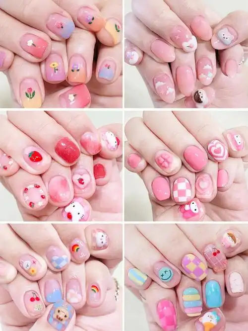 图案了呢z这也太可爱了吧软粉色可爱系少女心7815美甲夏日手绘