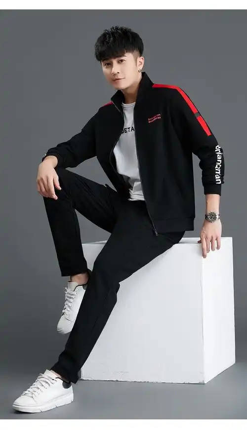 60高端运动套装男士春装卫衣休闲服套装时尚搭配2021新款帅气男三